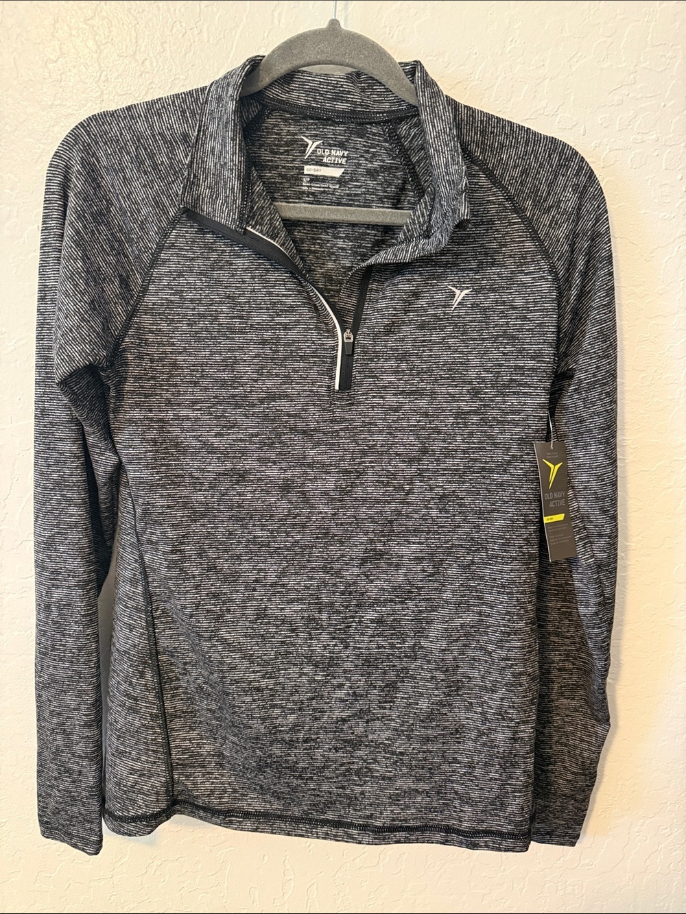 Old Navy Women’s Heathered Charcoal Quarter-Zip Performance Sweater